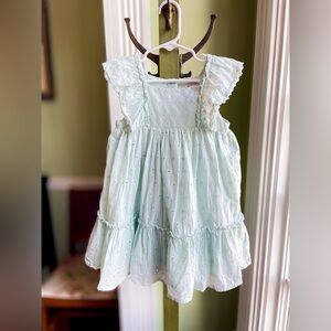 Catherine Malandrino 3T 100% Cotton Eyelet Dress – Mint Green – Natural Fiber